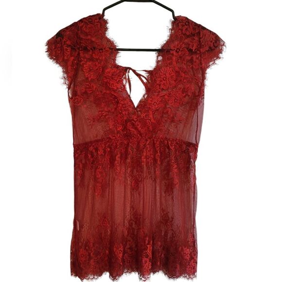 Sheer Lingerie Mini, See Through Red Lingerie - Picture 1 of 12